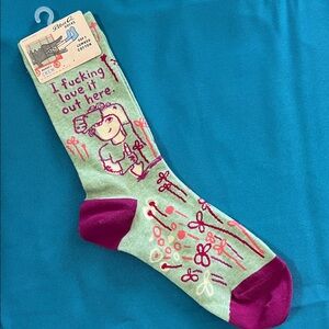 Blue Q Fun Green and Pink Socks